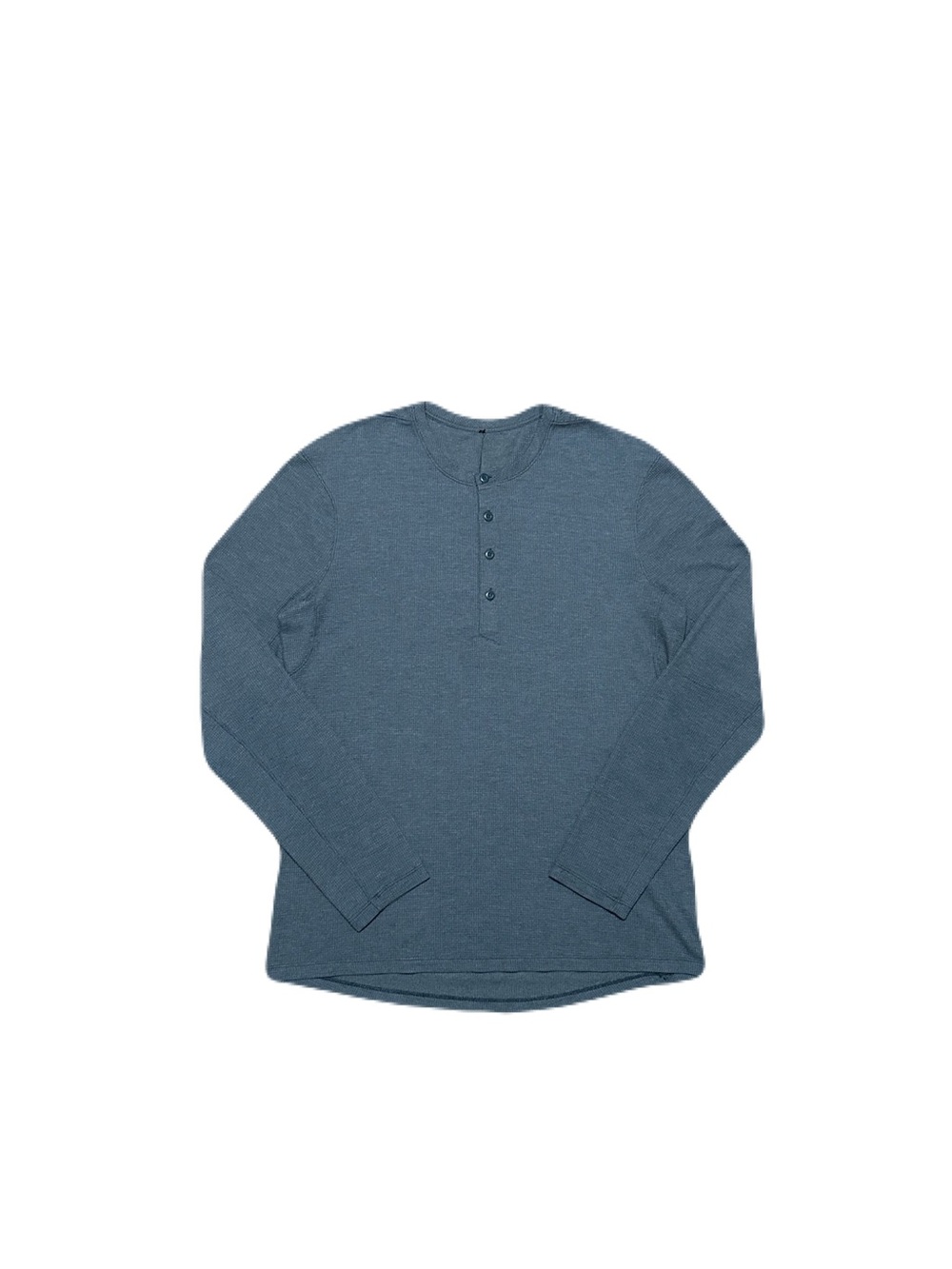 Lululemon Thermal Henley Shirt Mens Medium Blue Shift Stitch Waffle Knit